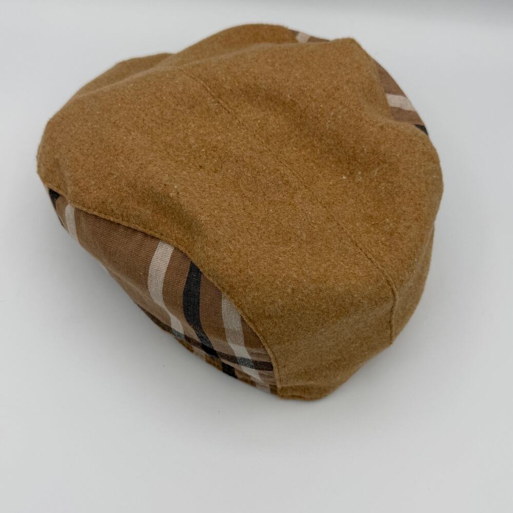 Stacy Adams Plaid Colorblock Ivy Flat Cap Tan Brown Driving Newsboy Hat - Picture 6 of 10